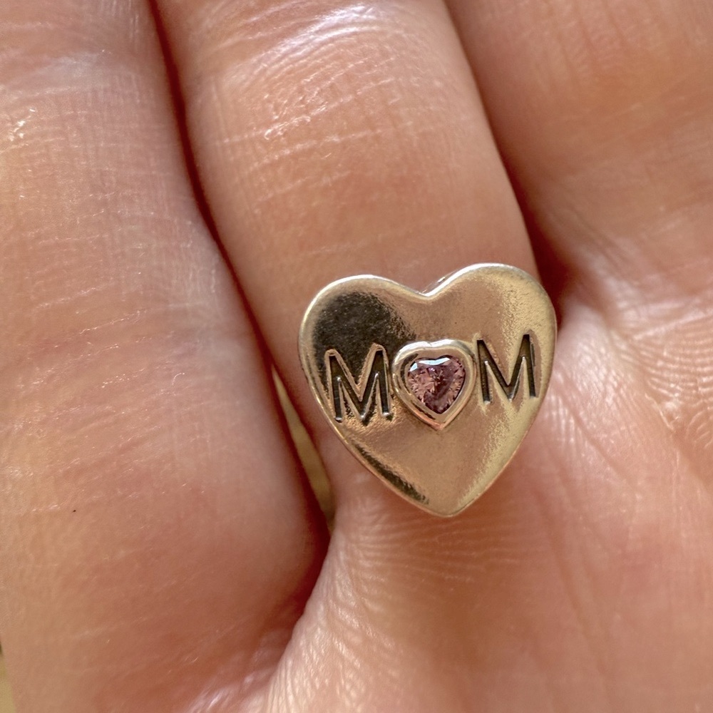 Pandora Silver Pink Heart Mom Bracelet Charm